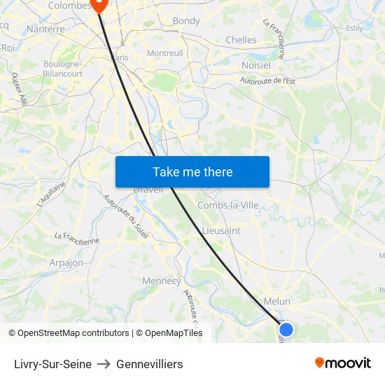 Livry-Sur-Seine to Gennevilliers map