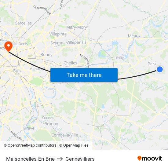Maisoncelles-En-Brie to Gennevilliers map