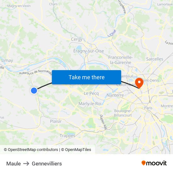 Maule to Gennevilliers map