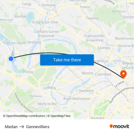 Medan to Gennevilliers map