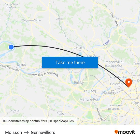 Moisson to Gennevilliers map