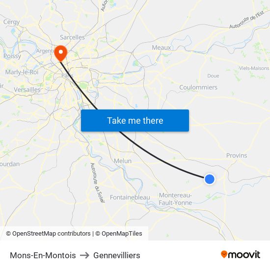 Mons-En-Montois to Gennevilliers map
