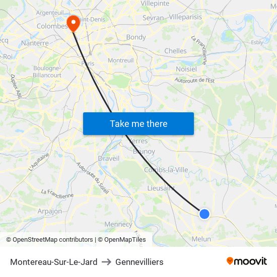 Montereau-Sur-Le-Jard to Gennevilliers map