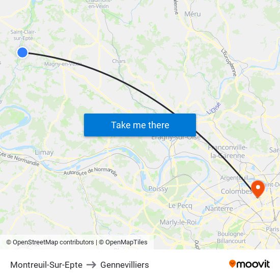 Montreuil-Sur-Epte to Gennevilliers map