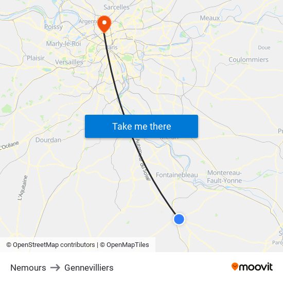 Nemours to Gennevilliers map