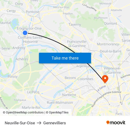 Neuville-Sur-Oise to Gennevilliers map