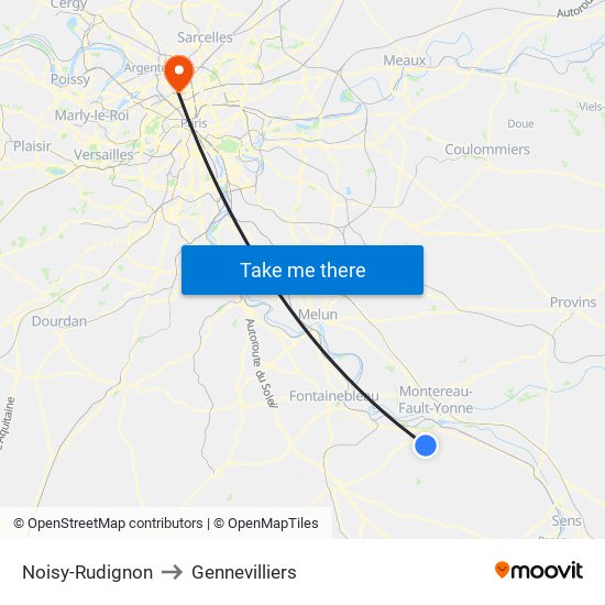 Noisy-Rudignon to Gennevilliers map