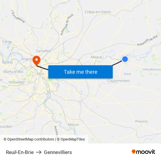 Reuil-En-Brie to Gennevilliers map