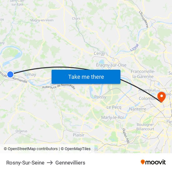 Rosny-Sur-Seine to Gennevilliers map