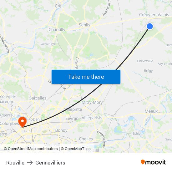 Rouville to Gennevilliers map