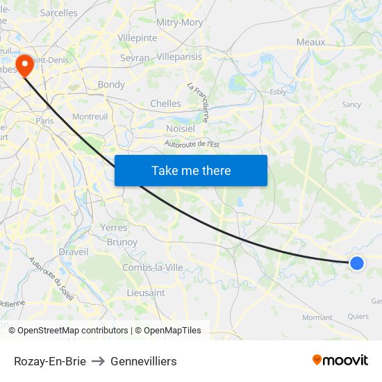 Rozay-En-Brie to Gennevilliers map