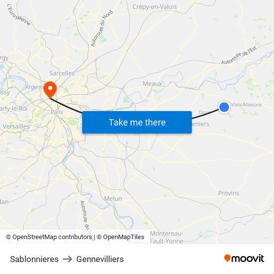 Sablonnieres to Gennevilliers map