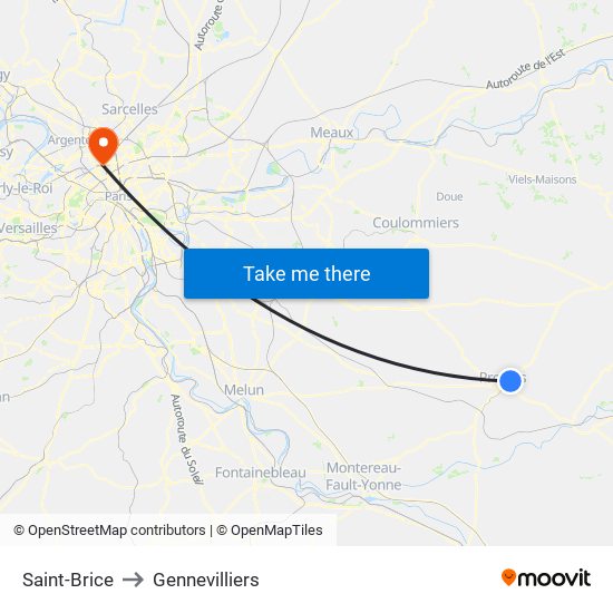 Saint-Brice to Gennevilliers map