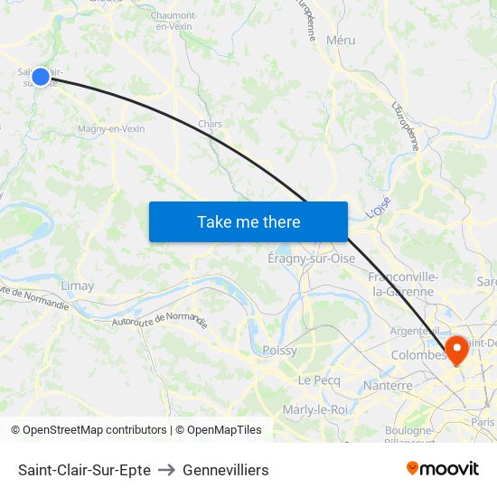 Saint-Clair-Sur-Epte to Gennevilliers map
