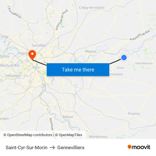 Saint-Cyr-Sur-Morin to Gennevilliers map