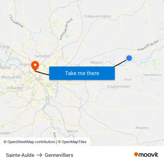 Sainte-Aulde to Gennevilliers map