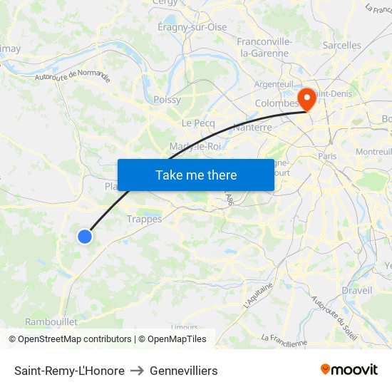 Saint-Remy-L'Honore to Gennevilliers map