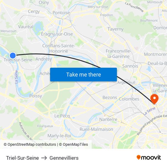 Triel-Sur-Seine to Gennevilliers map