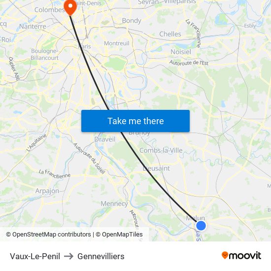 Vaux-Le-Penil to Gennevilliers map