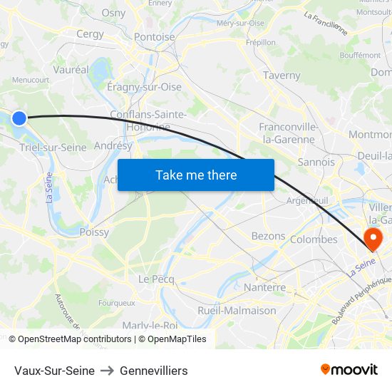 Vaux-Sur-Seine to Gennevilliers map