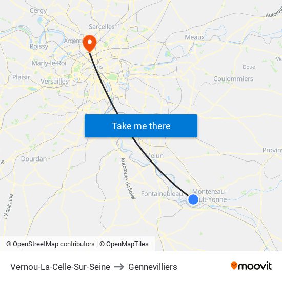 Vernou-La-Celle-Sur-Seine to Gennevilliers map