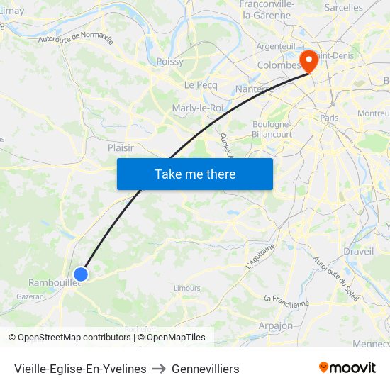 Vieille-Eglise-En-Yvelines to Gennevilliers map