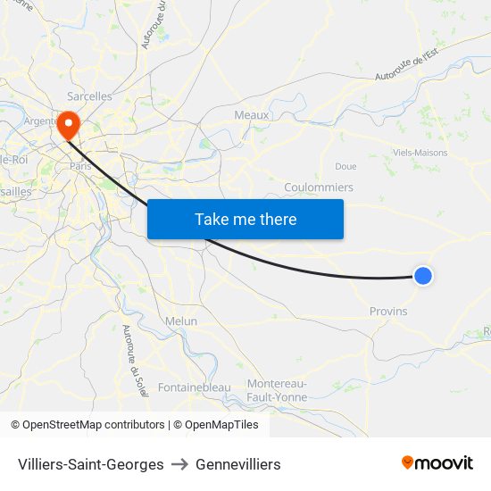 Villiers-Saint-Georges to Gennevilliers map