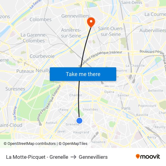 La Motte-Picquet - Grenelle to Gennevilliers map