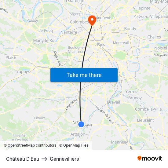 Château D'Eau to Gennevilliers map