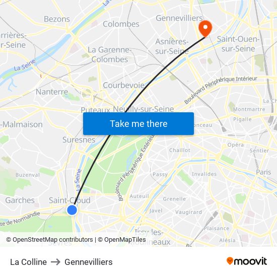 La Colline to Gennevilliers map