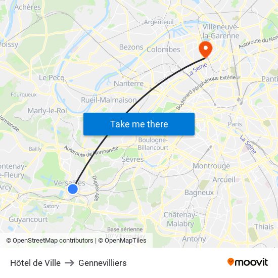 Hôtel de Ville to Gennevilliers map