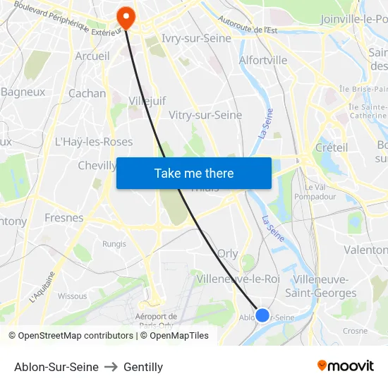 Ablon-Sur-Seine to Gentilly map