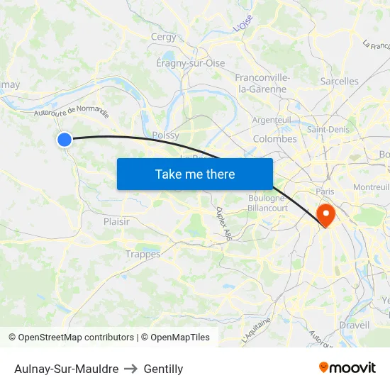 Aulnay-Sur-Mauldre to Gentilly map