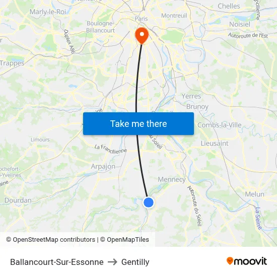 Ballancourt-Sur-Essonne to Gentilly map
