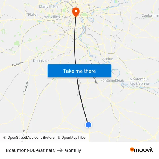 Beaumont-Du-Gatinais to Gentilly map