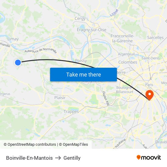 Boinville-En-Mantois to Gentilly map