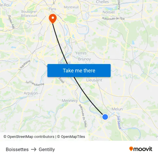 Boissettes to Gentilly map