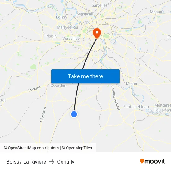 Boissy-La-Riviere to Gentilly map