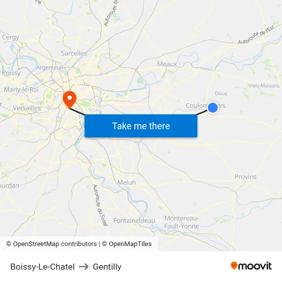 Boissy-Le-Chatel to Gentilly map