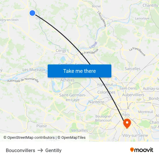 Bouconvillers to Gentilly map