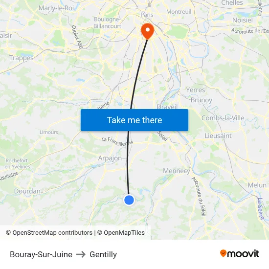 Bouray-Sur-Juine to Gentilly map