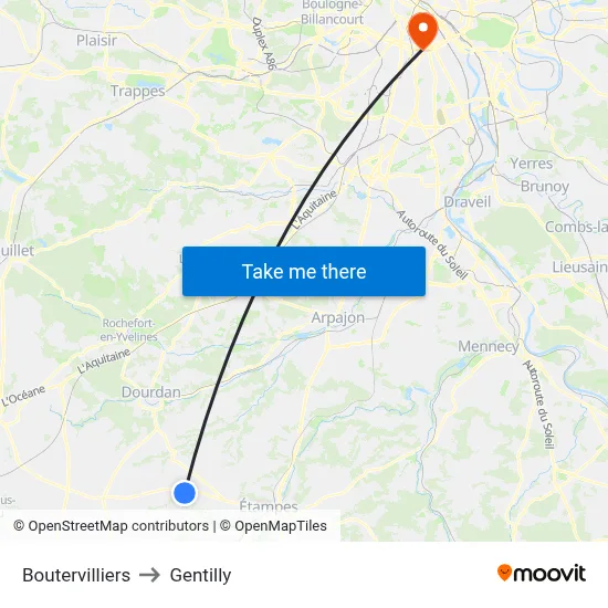 Boutervilliers to Gentilly map