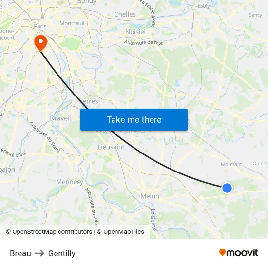 Breau to Gentilly map