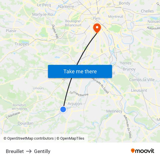 Breuillet to Gentilly map