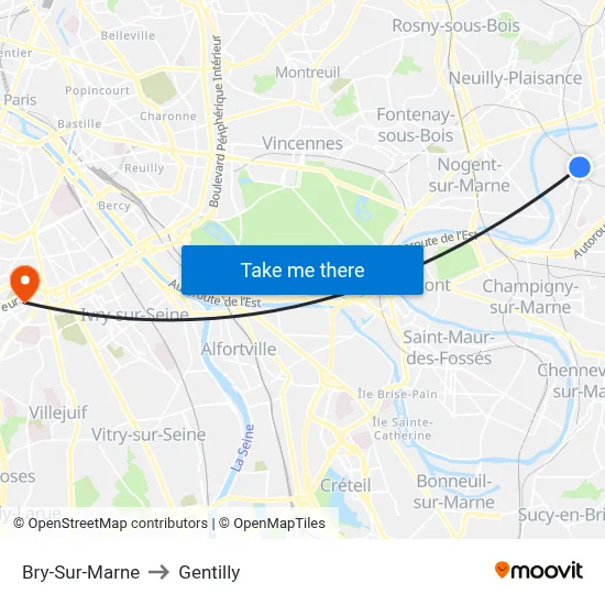 Bry-Sur-Marne to Gentilly map