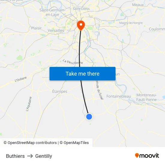 Buthiers to Gentilly map