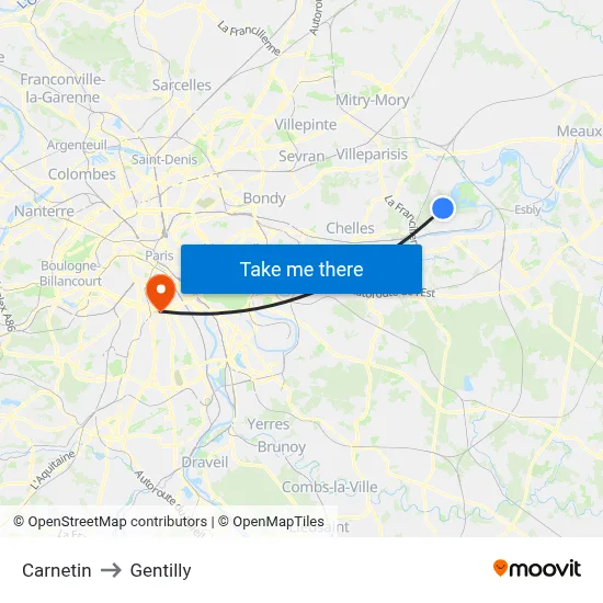 Carnetin to Gentilly map