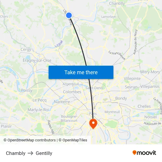 Chambly to Gentilly map