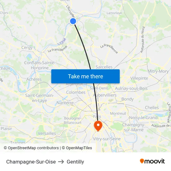 Champagne-Sur-Oise to Gentilly map