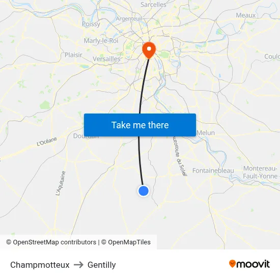 Champmotteux to Gentilly map